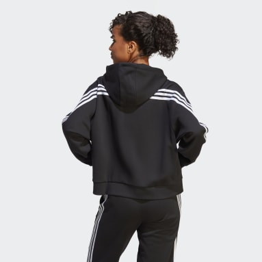 ผู้หญิง Sportswear สีดำ เสื้อฮู้ดซิปยาวเต็มตัว Future Icons 3-Stripes
