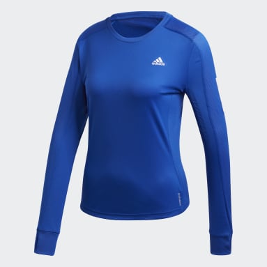 T-shirt Own the Run Long Sleeve Bleu Femmes Running