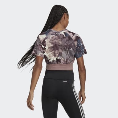 Kvinder Sportswear Lilla Allover Print Cropped T-shirt