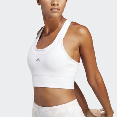 Reggiseno sportivo Medium-Support Running Pocket Bianco Donna Fitness & Training