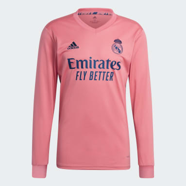 Men Football Pink Real Madrid 20/21 Long Sleeve Away Jersey