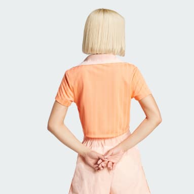 Camisa Polo Cropped Gola V Adicolor Football Jacquard