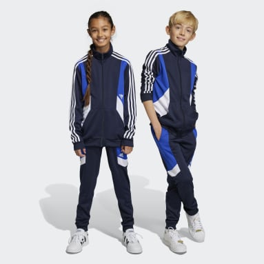 Kids Sportswear Blue Colorblock 3-Stripes Track Suit