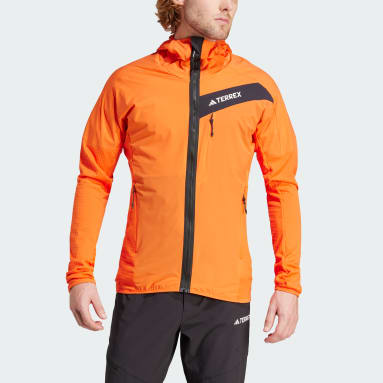 Men TERREX Orange Terrex Techrock Hooded Wind Fleece Jacket