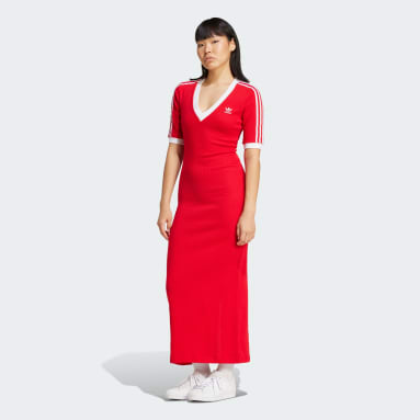 Robe col en V maille 3 bandes Adicolor