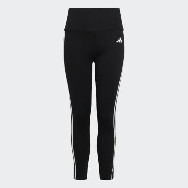 Mallas Essentials AEROREADY 3 Franjas Corte Alto Negro Niña Sportswear