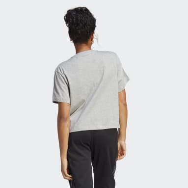 Women Sportswear Grey Essentials 3-Stripes Single Jersey Crop Top