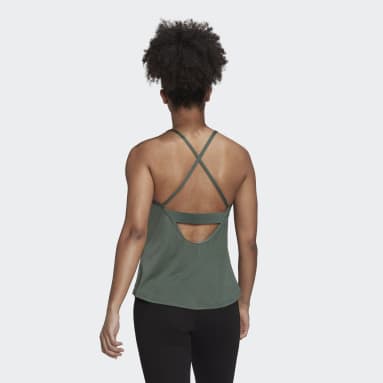 Camiseta de tirantes AEROREADY Studio Crossback Slim Verde Mujer Yoga