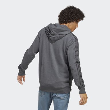 adidas Crop Full-Zip Loungewear Hoodie - Grey, Women's Lifestyle