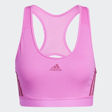 Women Training Pink Believe This 3-Stripes Rib Bra