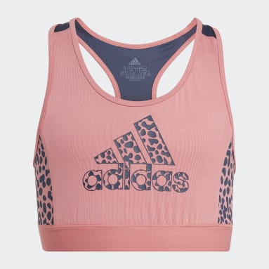 Girls Gym & Training Pink adidas Designed To Move Leopard Bra Top