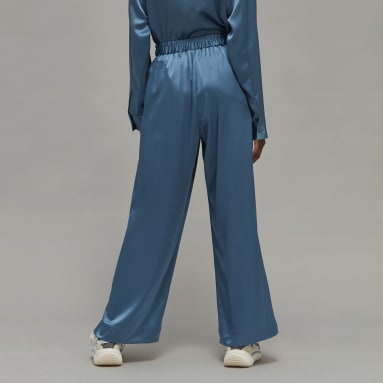 Pantalon jambes larges Y-3 Tech Silk Bleu Femmes Y-3