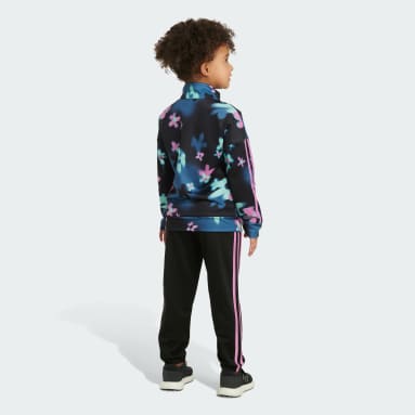 Children Sportswear Black Allover Print Tricot Track Set
