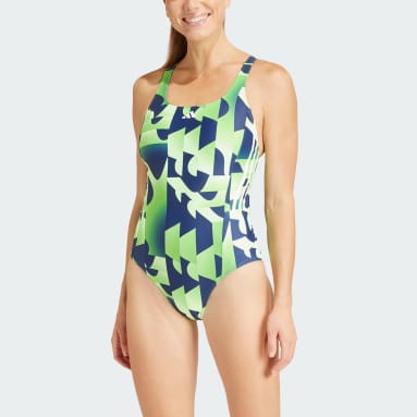 Women Swimming 3-Stripes Graphic Swimsuit