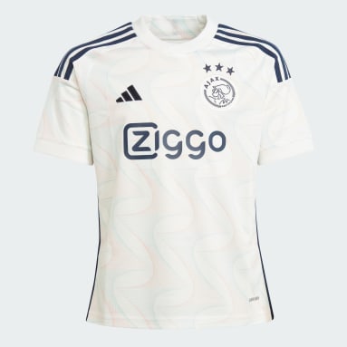 Børn Fodbold Hvid Ajax Amsterdam 23/24 Juniors' udebanetrøje