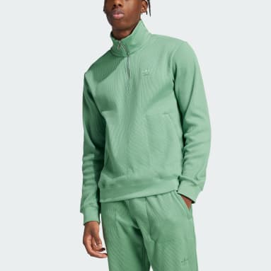 Trefoil Essentials Waffle Sweatshirt met Halflange Rits