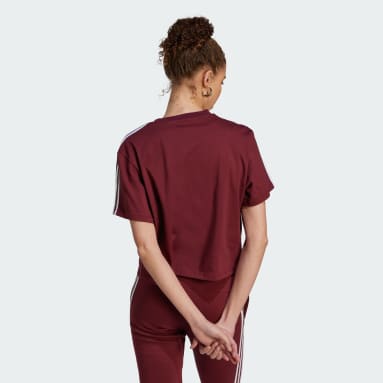 Crop top en jersey Essentials 3-Stripes Bordeaux Femmes Sportswear