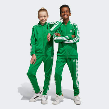 adidas Sportswear ESSENTIALS 3 STRIPES TRACKSUIT - Tracksuit - collegiate  green white/light green 