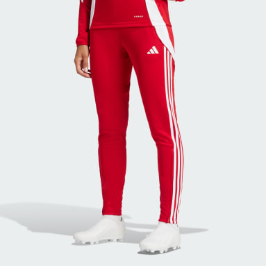 Adidas Red Parachute Pants (White stripes)