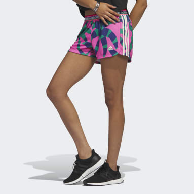Women Training Pink adidas x FARM Rio Pacer 3-Stripes Knit Shorts