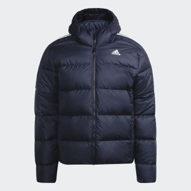 남성 Outdoor Blue 에센셜 미드웨이트 다운 후드 재킷
