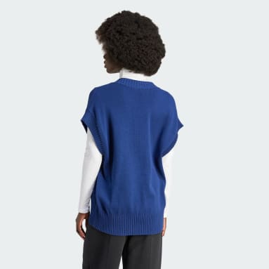 Women Originals Blue Premium Essentials Knit Oversized Vest