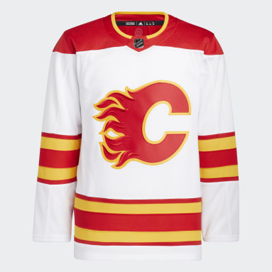 Men Hockey White Flames Away Authentic Pro Jersey
