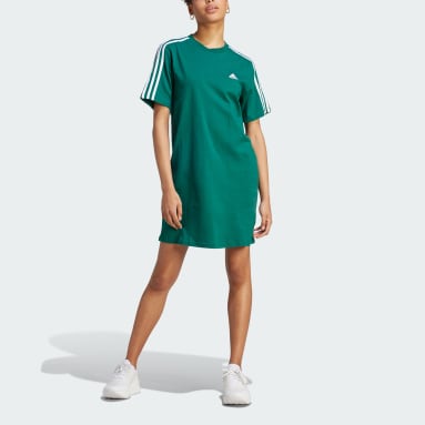 Women's Essentials Green Essentials 3-Stripes Single Jersey Boyfriend Tee Dress
