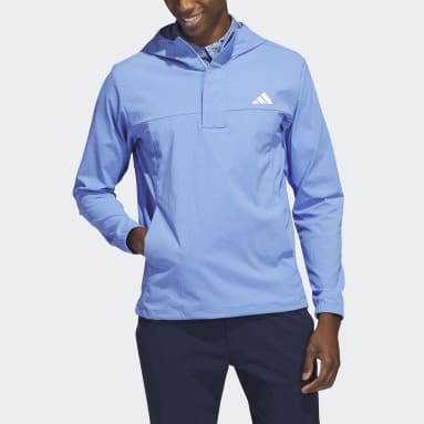 남성 Golf Blue 립스톱 쿼터집 골프 후디