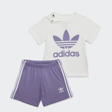 Infant & Toddlers 0-4 Years Originals Purple Trefoil Shorts Tee Set