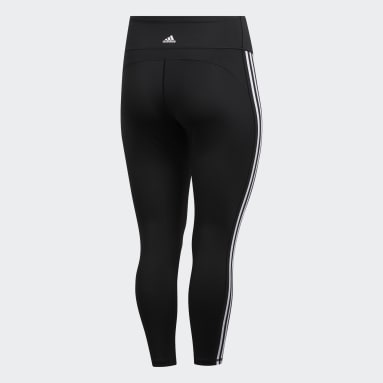 Licras 7/8 Believe This 3 Rayas - Pretina Alta Negro Mujer Training