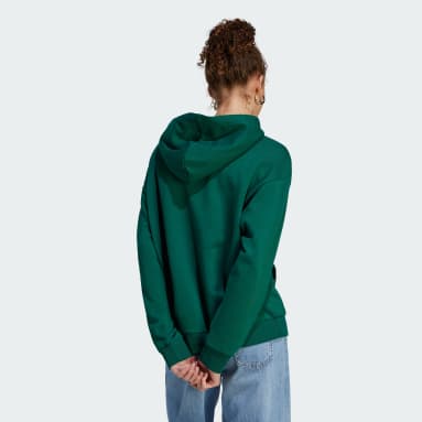 Women Training Green Scribble Embroidery French Terry Hoodie