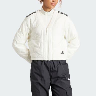 Women's Sportswear White Nuganic Crop Light Insulation Jacket