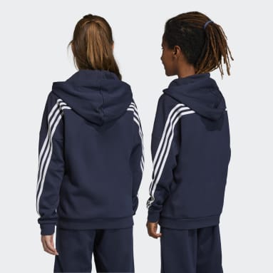 Kids Sportswear Blue Future Icons 3-Stripes Full-Zip Hooded Track Top