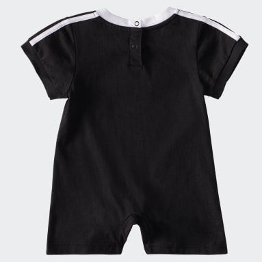 Infant & Toddler Training Black 3-Stripes Cotton Shortie Romper