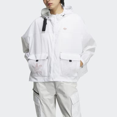 Women Lifestyle White 아웃도어 그래픽 윈드브레이커