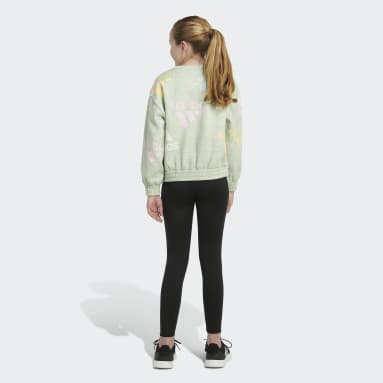 Youth Lifestyle Green Allover Print Crew Pullover