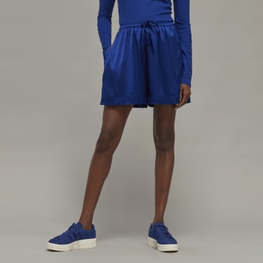 Women Lifestyle Blue Y-3 Tech Silk Shorts