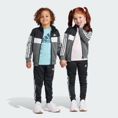 Børn Sportswear Sort Tiberio 3-Stripes Colorblock Shiny Kids træningsdragt