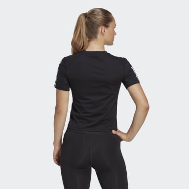 Train Essentials Train Cotton 3-Stripes Crop T-skjorte Svart