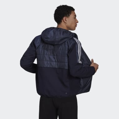 Men Sportswear Blue Essentials Insulated Hooded Hybrid Jacket
