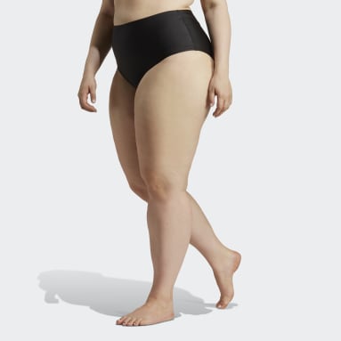 Women Swimming Black High-Waist Bikini Bottoms (Plus Size)