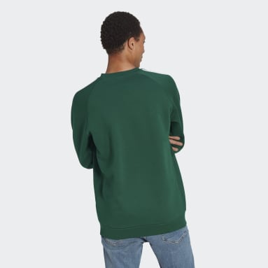 Men Originals Green Adicolor Classics 3-Stripes Crew Sweatshirt
