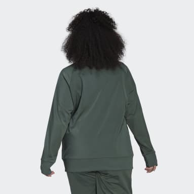 Women's Essentials Green Essentials Warm-Up Tricot Slim 3-Stripes Track Jacket (Plus Size)