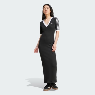Robe col en V maille 3 bandes Adicolor