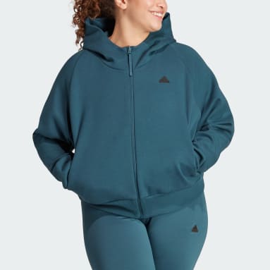 Frauen Sportswear adidas Z.N.E. Zip-Hoodie – Große Größen Türkis