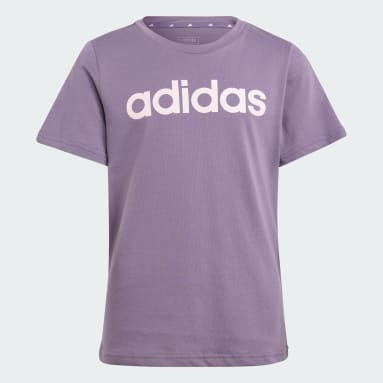 Girls Sportswear Purple Essentials Linear Logo Cotton Slim Fit Tee