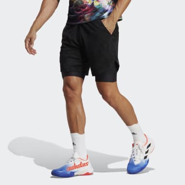 Heren Tennis zwart Melbourne Tennis Two-in-One 7-inch Short