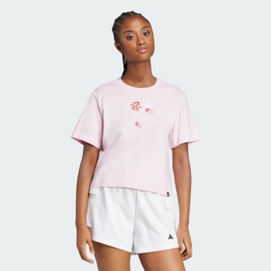 ADIDAS ORIGINALS 半袖Tシャツ ピンク/ホワイト adidas 半袖Tシャツ ホワイト/ピンク - メルカリ