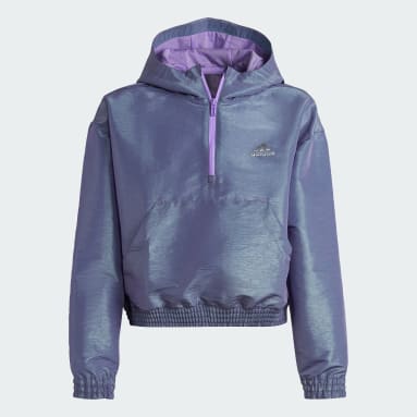 Polera con Capucha Tejido Dance Ajuste Holgado Medio Cierre Frontal Púrpura Niña Sportswear